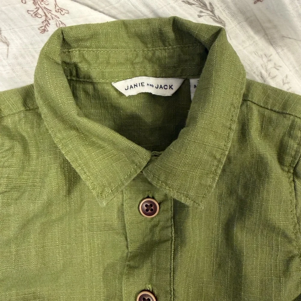 Janie and Jack Olive Green Kids Romper - Picture 4 of 8